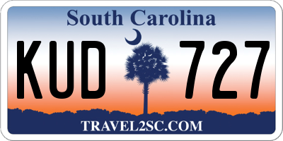 SC license plate KUD727