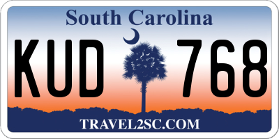 SC license plate KUD768