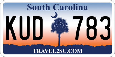 SC license plate KUD783