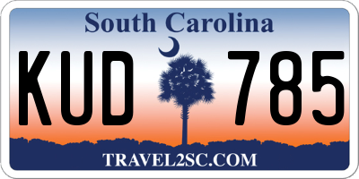 SC license plate KUD785