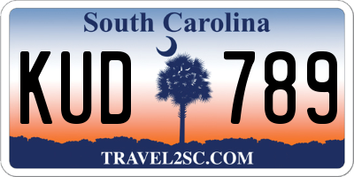 SC license plate KUD789