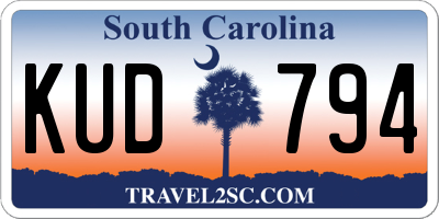 SC license plate KUD794