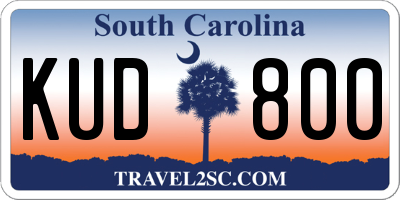 SC license plate KUD800