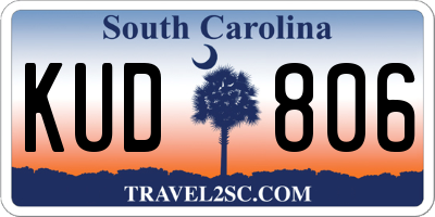 SC license plate KUD806