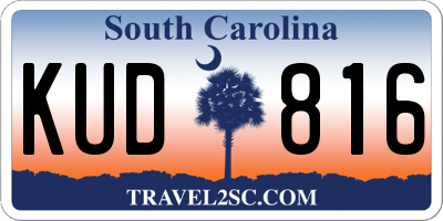 SC license plate KUD816
