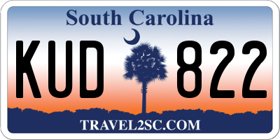 SC license plate KUD822