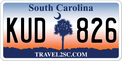 SC license plate KUD826