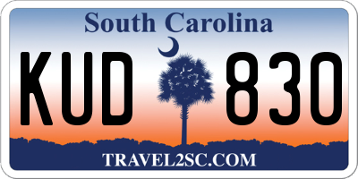 SC license plate KUD830