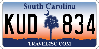 SC license plate KUD834