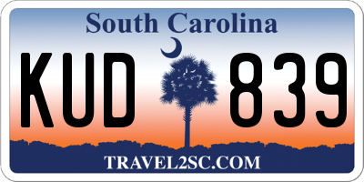 SC license plate KUD839