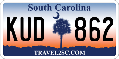 SC license plate KUD862
