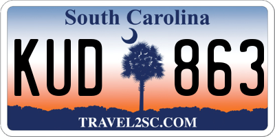 SC license plate KUD863