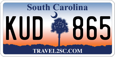 SC license plate KUD865