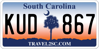 SC license plate KUD867