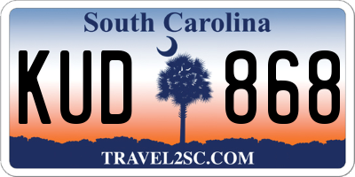 SC license plate KUD868