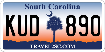 SC license plate KUD890