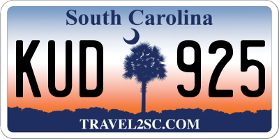 SC license plate KUD925