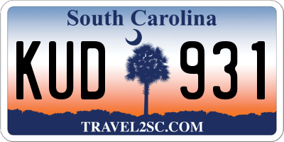 SC license plate KUD931