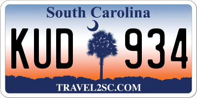 SC license plate KUD934