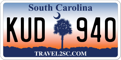 SC license plate KUD940