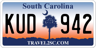 SC license plate KUD942
