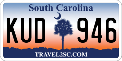 SC license plate KUD946