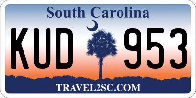 SC license plate KUD953