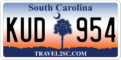 SC license plate KUD954
