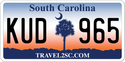 SC license plate KUD965