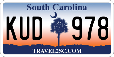 SC license plate KUD978