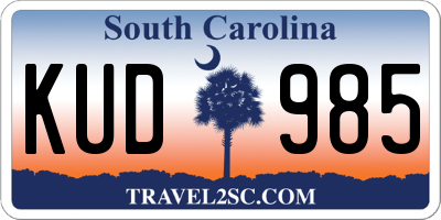 SC license plate KUD985