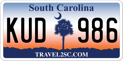 SC license plate KUD986