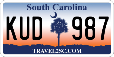 SC license plate KUD987