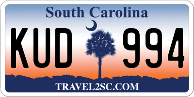 SC license plate KUD994