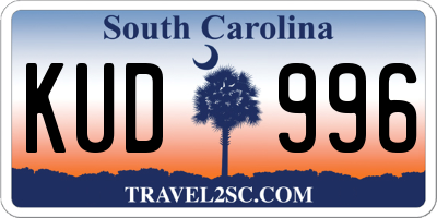 SC license plate KUD996