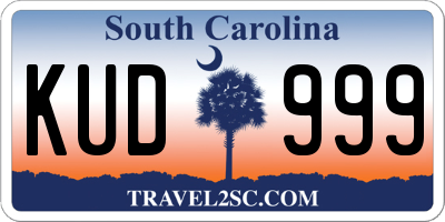 SC license plate KUD999