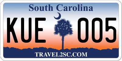 SC license plate KUE005