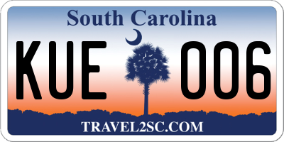 SC license plate KUE006