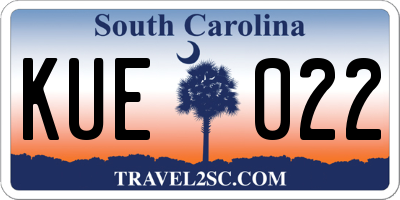 SC license plate KUE022