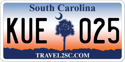 SC license plate KUE025