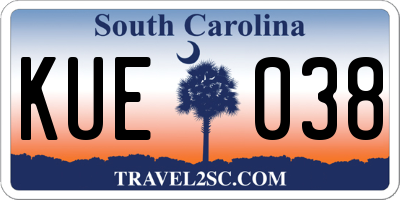 SC license plate KUE038