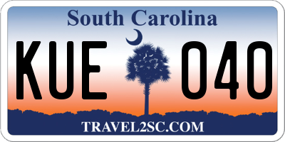 SC license plate KUE040