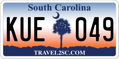 SC license plate KUE049