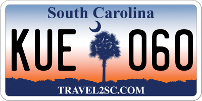 SC license plate KUE060