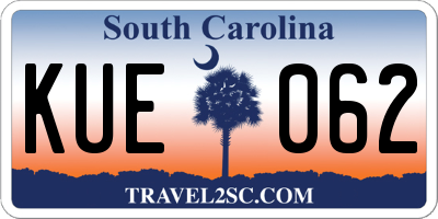 SC license plate KUE062