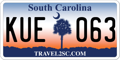 SC license plate KUE063