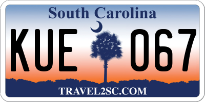 SC license plate KUE067