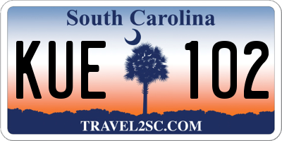 SC license plate KUE102