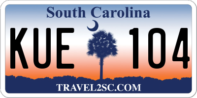 SC license plate KUE104