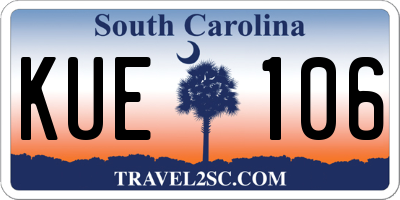 SC license plate KUE106